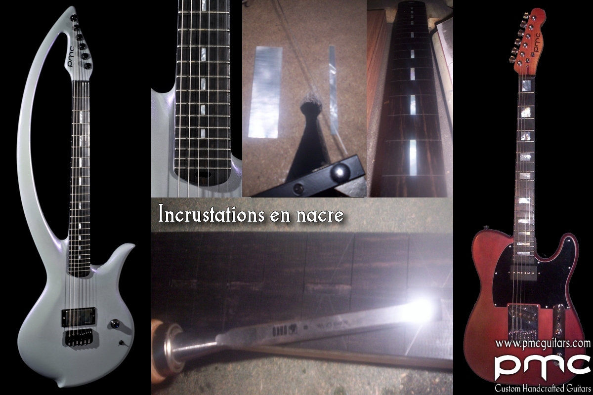 Manche de guitare électrique, conception de détails fins mats, points  incrustés sur le côté du manche de la guitare pour instruments de musique